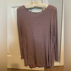 LOFT Burgundy Stripped Shirt L